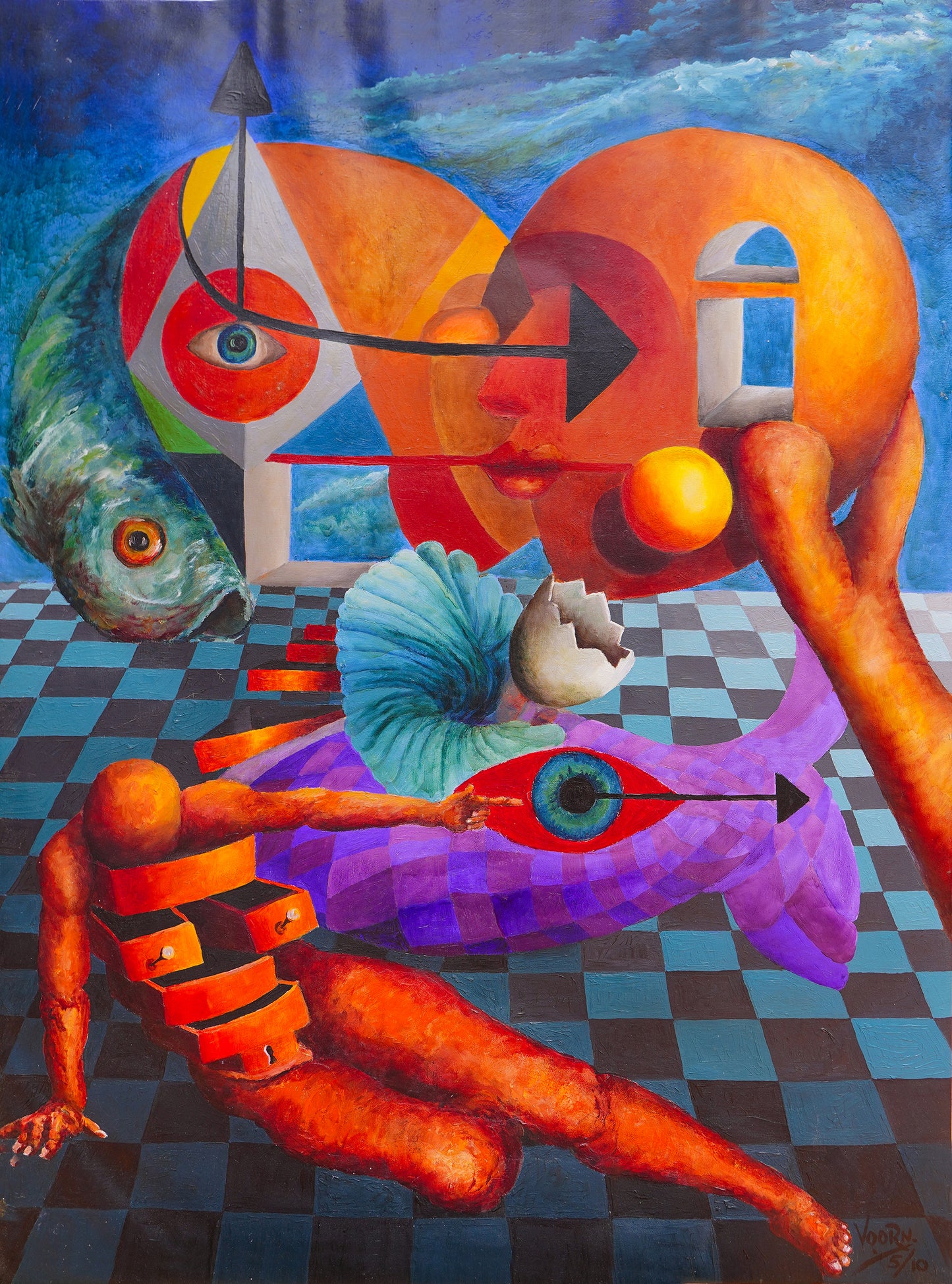 Eskimo kiss Painting Surreal Oil on canvas size 36x48