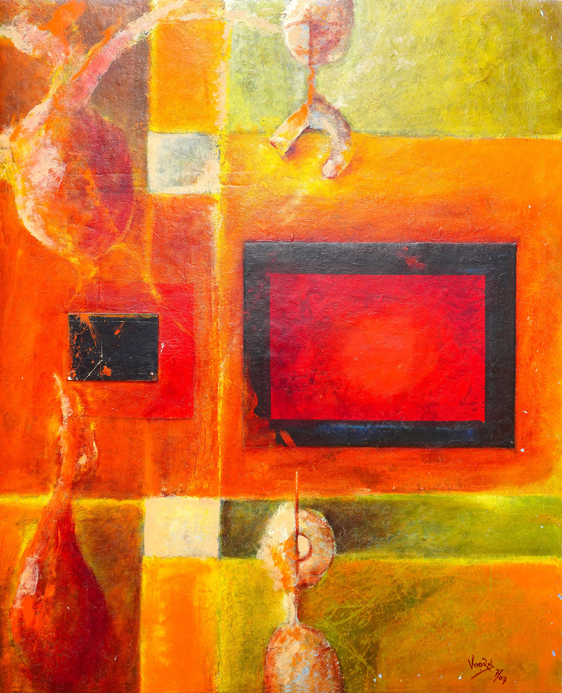 Red Square Painting Abstract