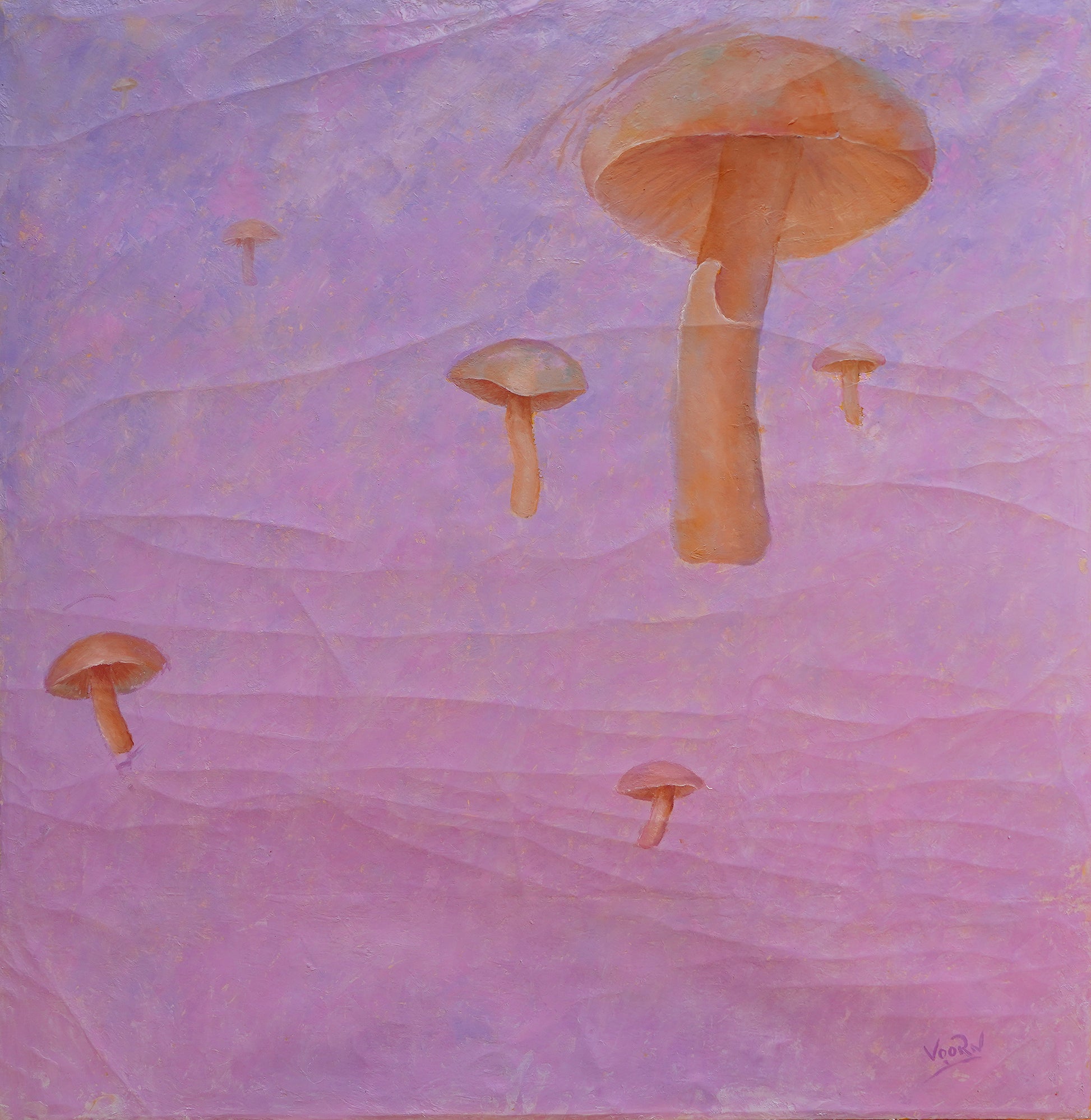 Mushrooms-in-the-sky Painting Abstract Oil on canvas